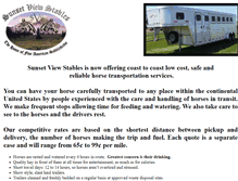Tablet Screenshot of horsetransportation.sunset-view-stables.com